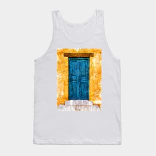 Vintage Old Blue Wooden Door And Yellow Wall Tank Top